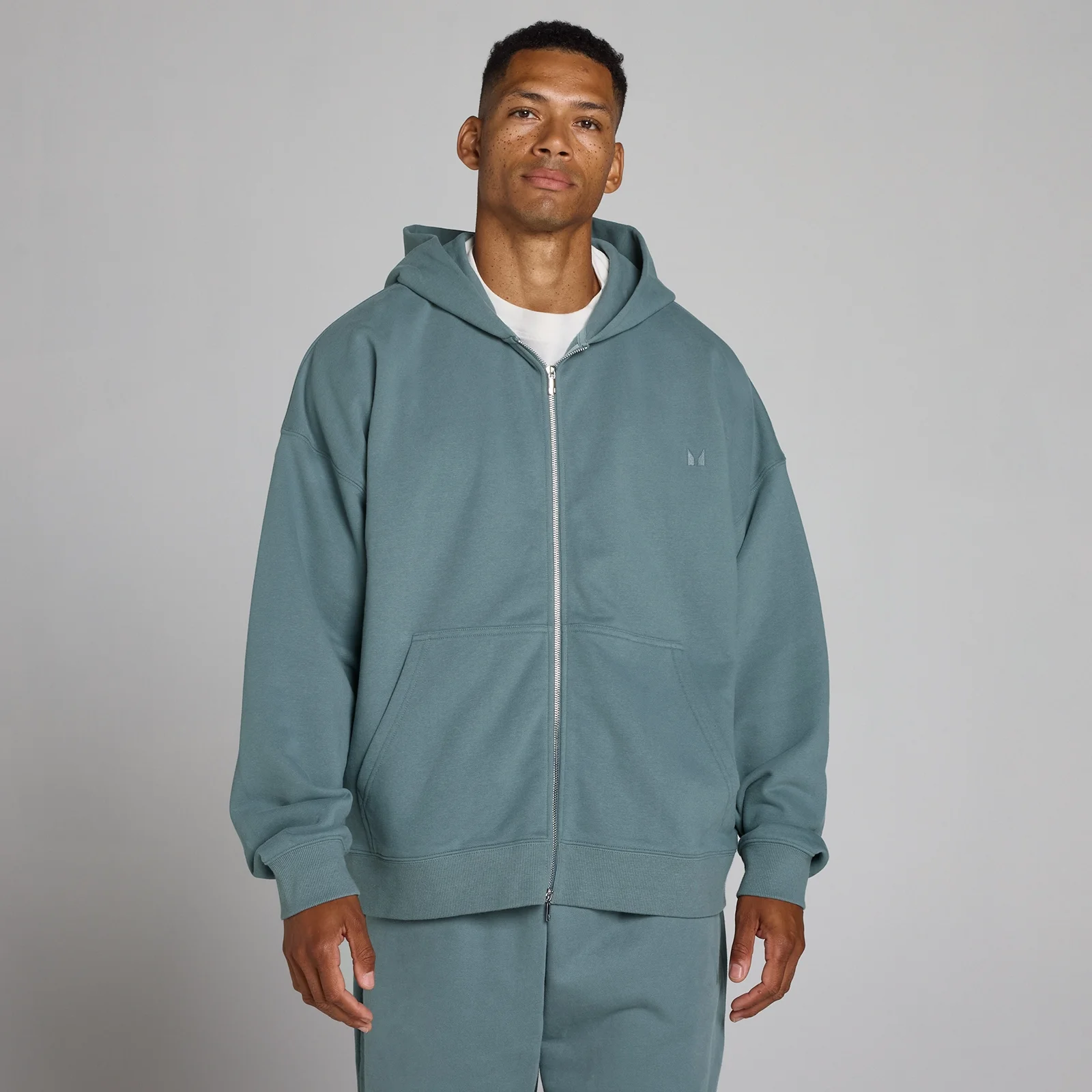 MP Men's Oversized Loopback 2 Way Zip Hoodie - Future Blue - L Bilde 1