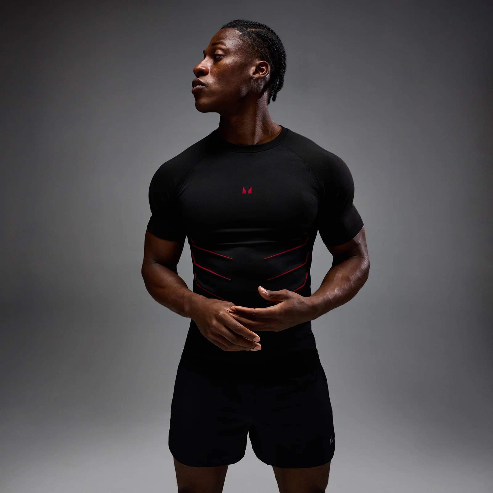 MP Men's Hero Muscle Fit Seamless T-Shirt - Washed Black/Hero Red - L Bilde 1