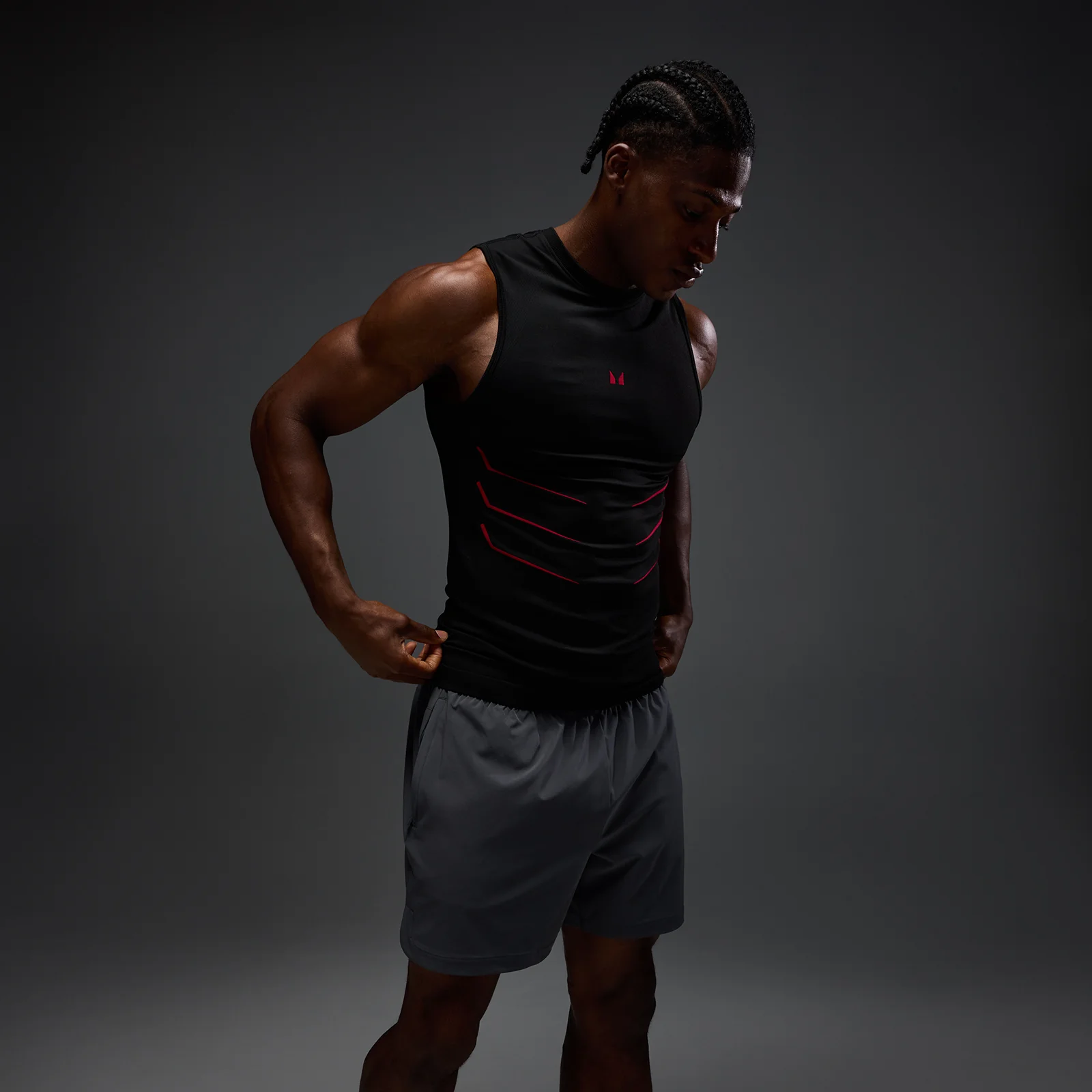 MP Men's Hero Muscle Fit Seamless Tank - Washed Black/Hero Red - M Bilde 1