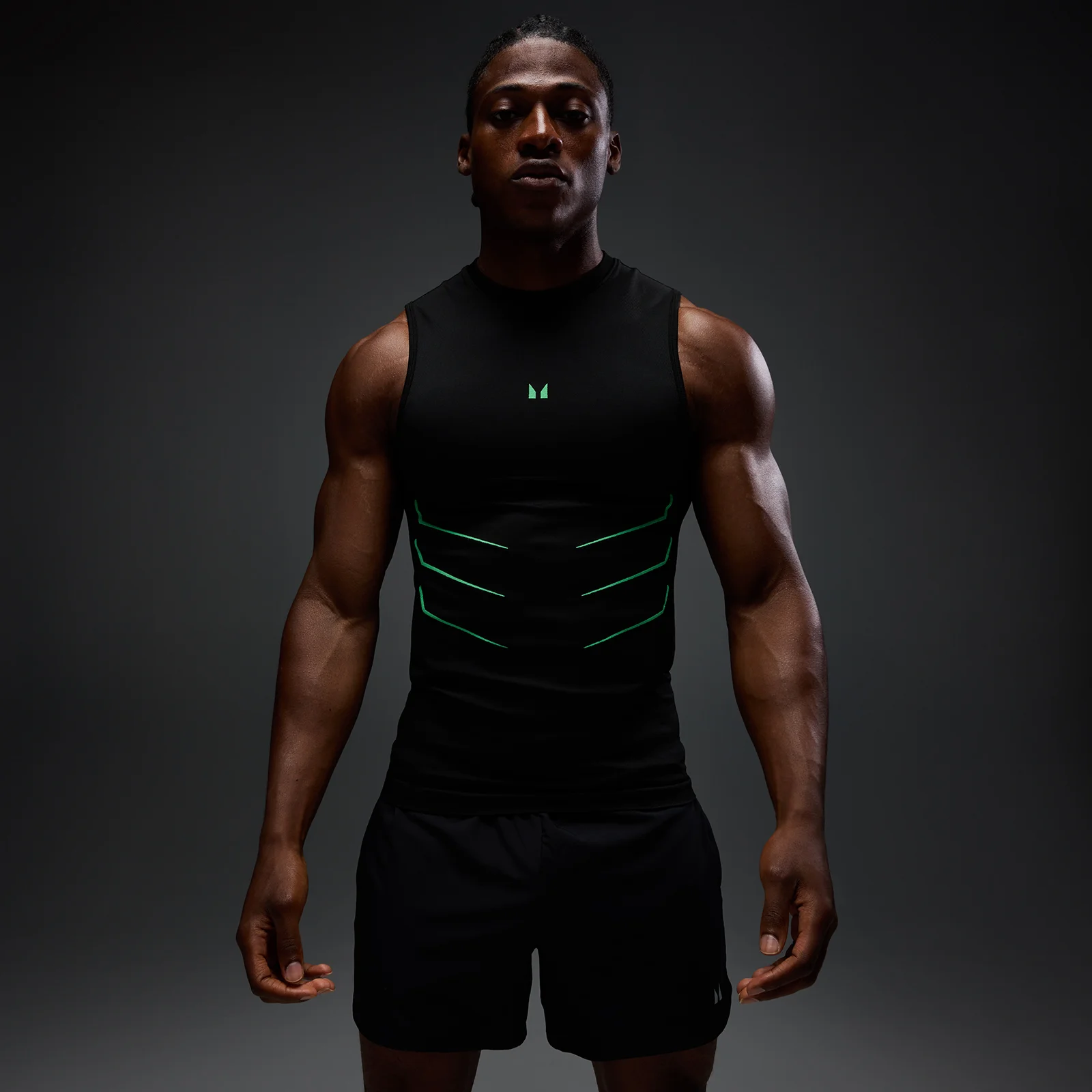 MP Men's Hero Muscle Fit Seamless Tank - Washed Black/Alpha Green - S Bilde 1