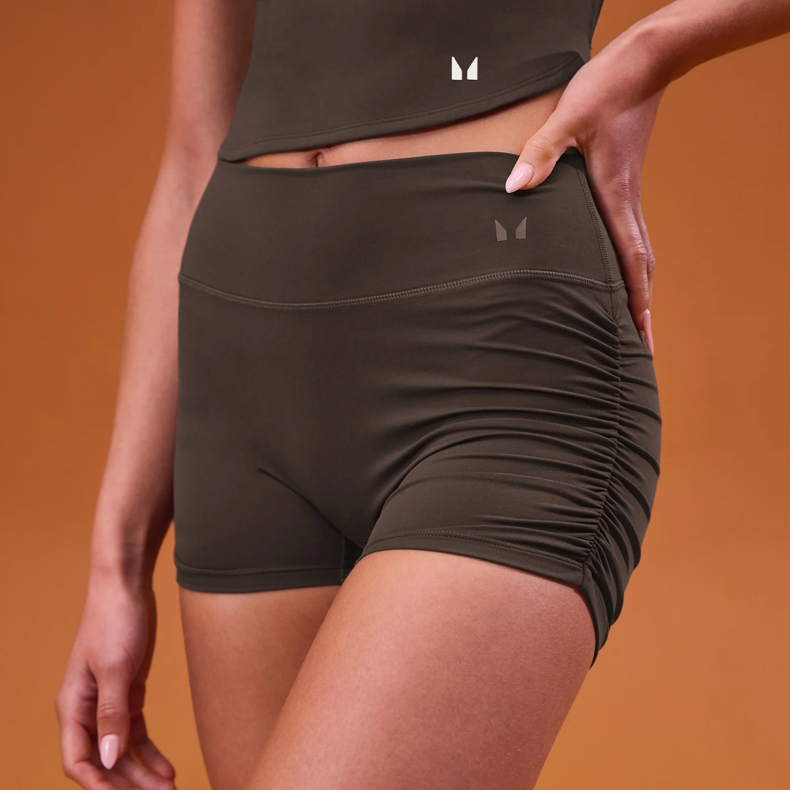 MP Women's Tempo Side Scrunch Booty Short - Cocoa - XS Bilde 1