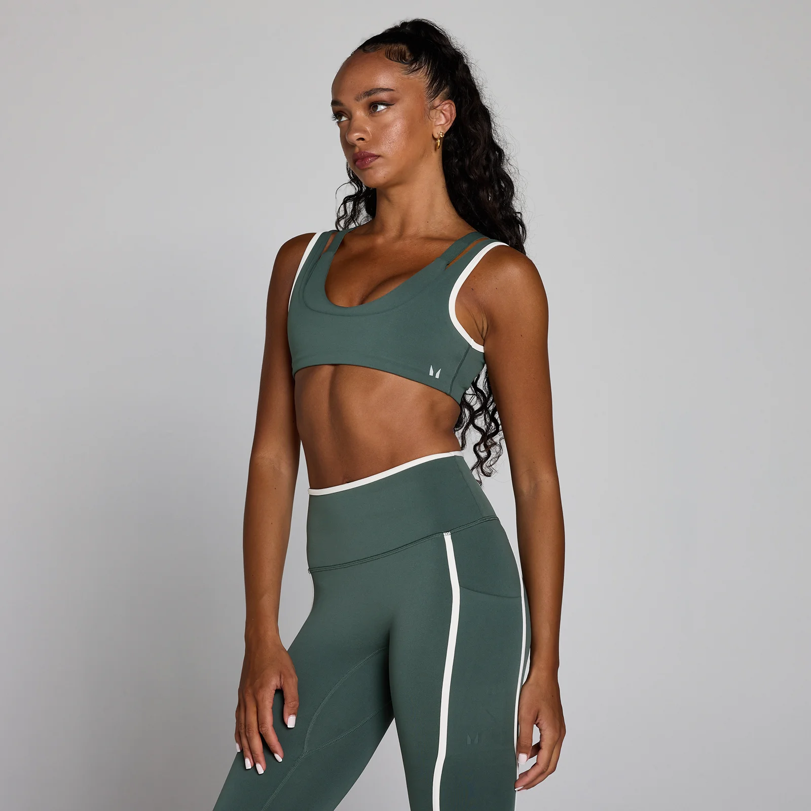 MP Women's Velocity Contrast Double Layer Sports Bra - Cloudy Green - M Bilde 1