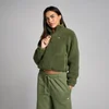 MP Women's Cropped Borg 1/4 Zip Fleece - Washed Olive