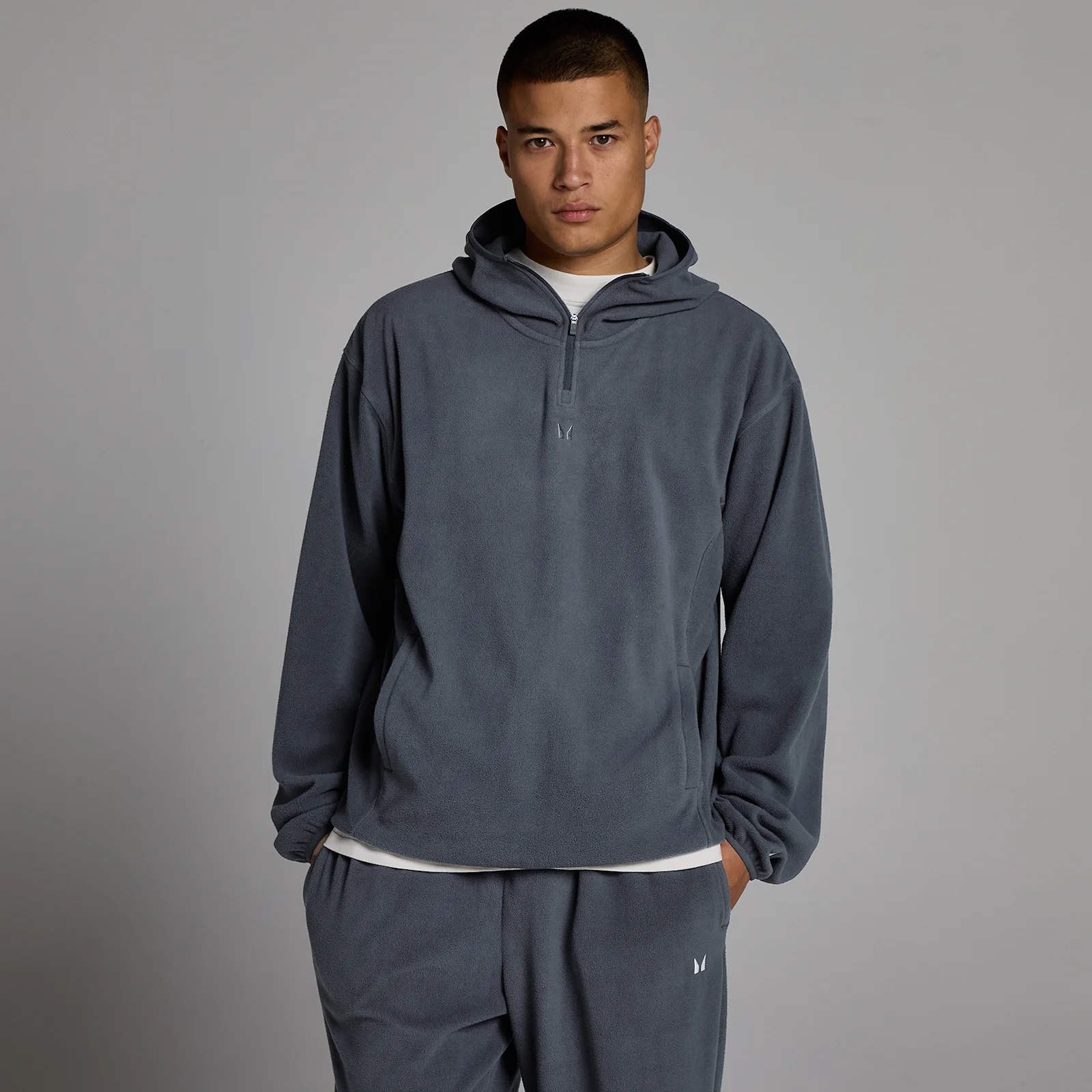 MP Men's Fleece 1/4 Zip Hoodie - Granite - M Bilde 1