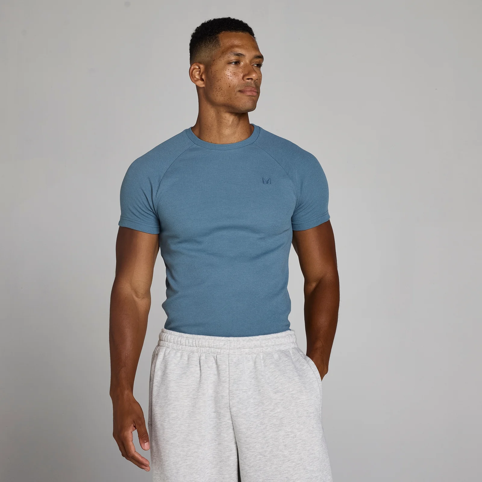 MP Men's Lift Ribbed Muscle Fit T-Shirt - Midnight Slate - L Bilde 1