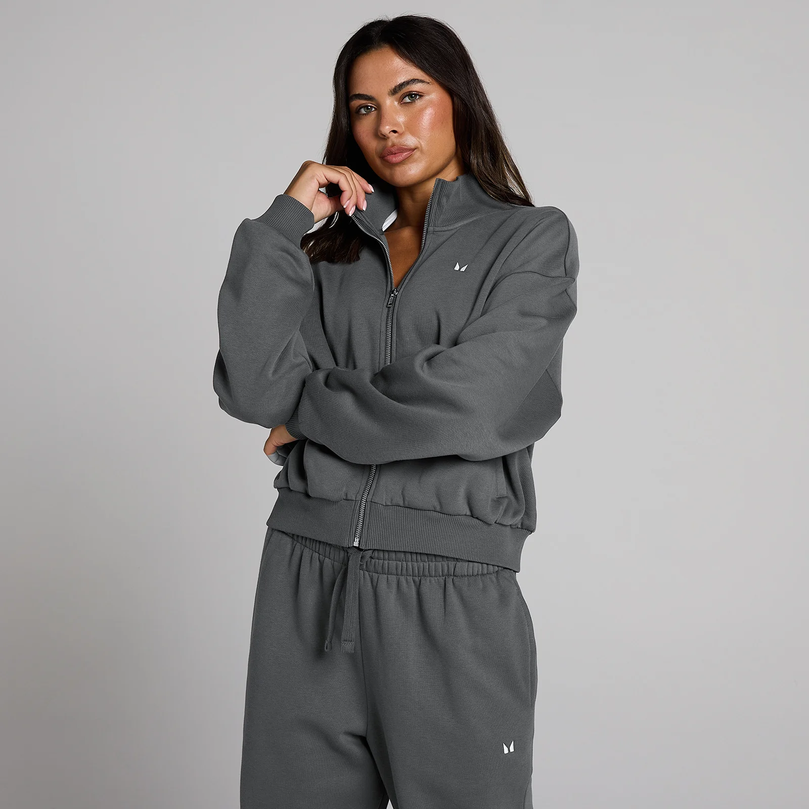 MP Women's Basics Zip Through Bomber Jacket - Dark Grey - XS Bilde 1