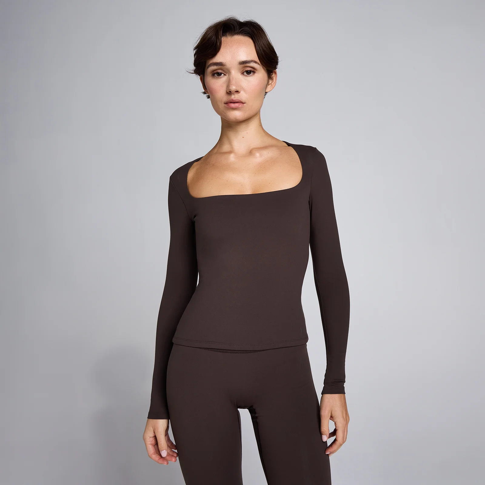 MP Women's SculptForm Square Neck Long Sleeve Top - Cocoa - XS Bilde 1
