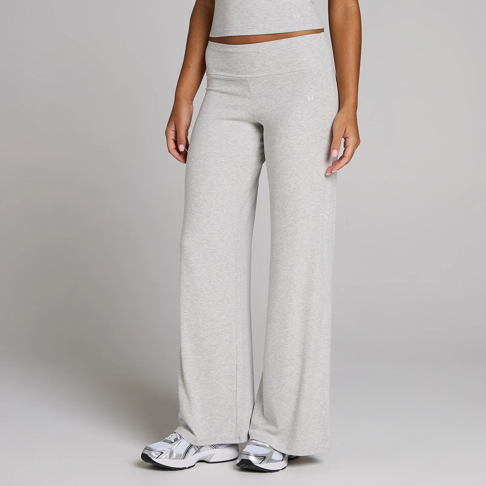 MP Women's Ribbed Wide Leg Leggings - Grey Marl - S Bilde 1