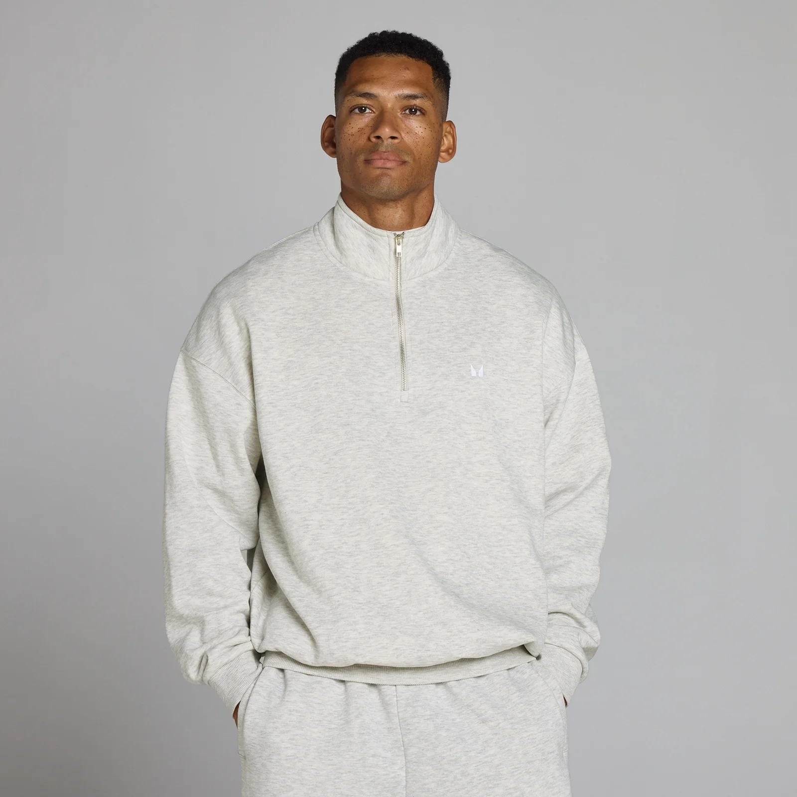 MP Men's Rest Day Oversized 1/4 Zip - Light Grey Marl - M Bilde 1