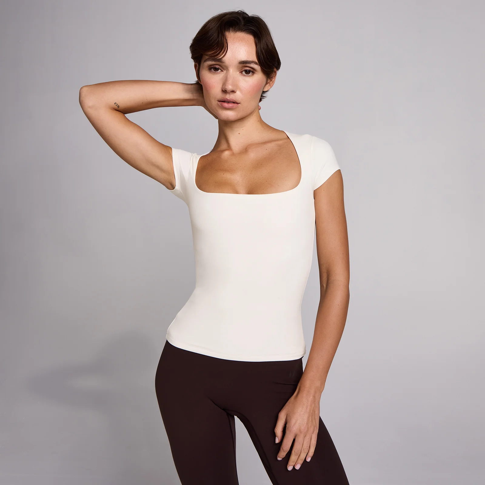 MP Women's SculptForm Square Neck Short Sleeve Top - Pearl - XS Bilde 1