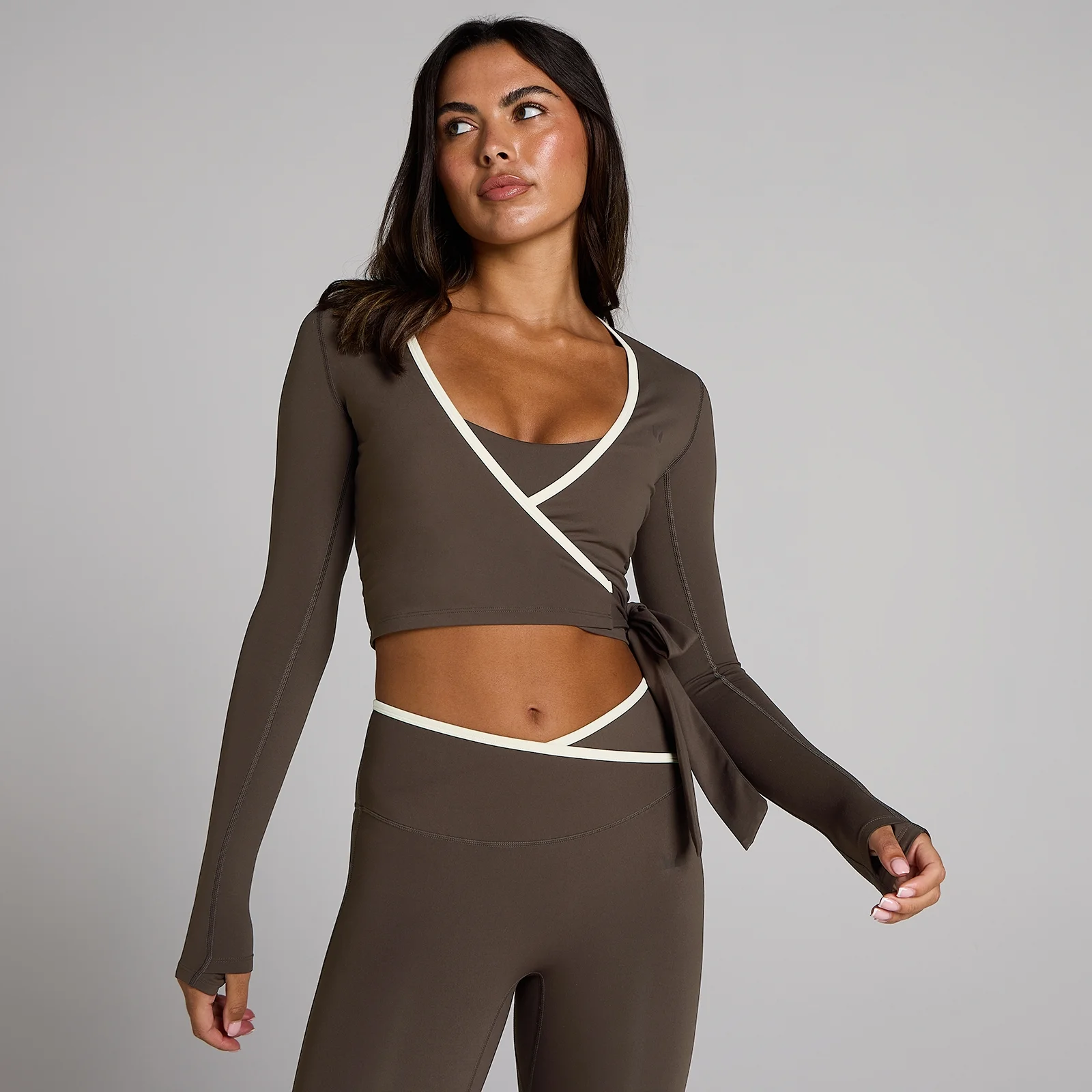 MP Women's Tempo Contrast Wrap Top - Chocolate - M Bilde 1