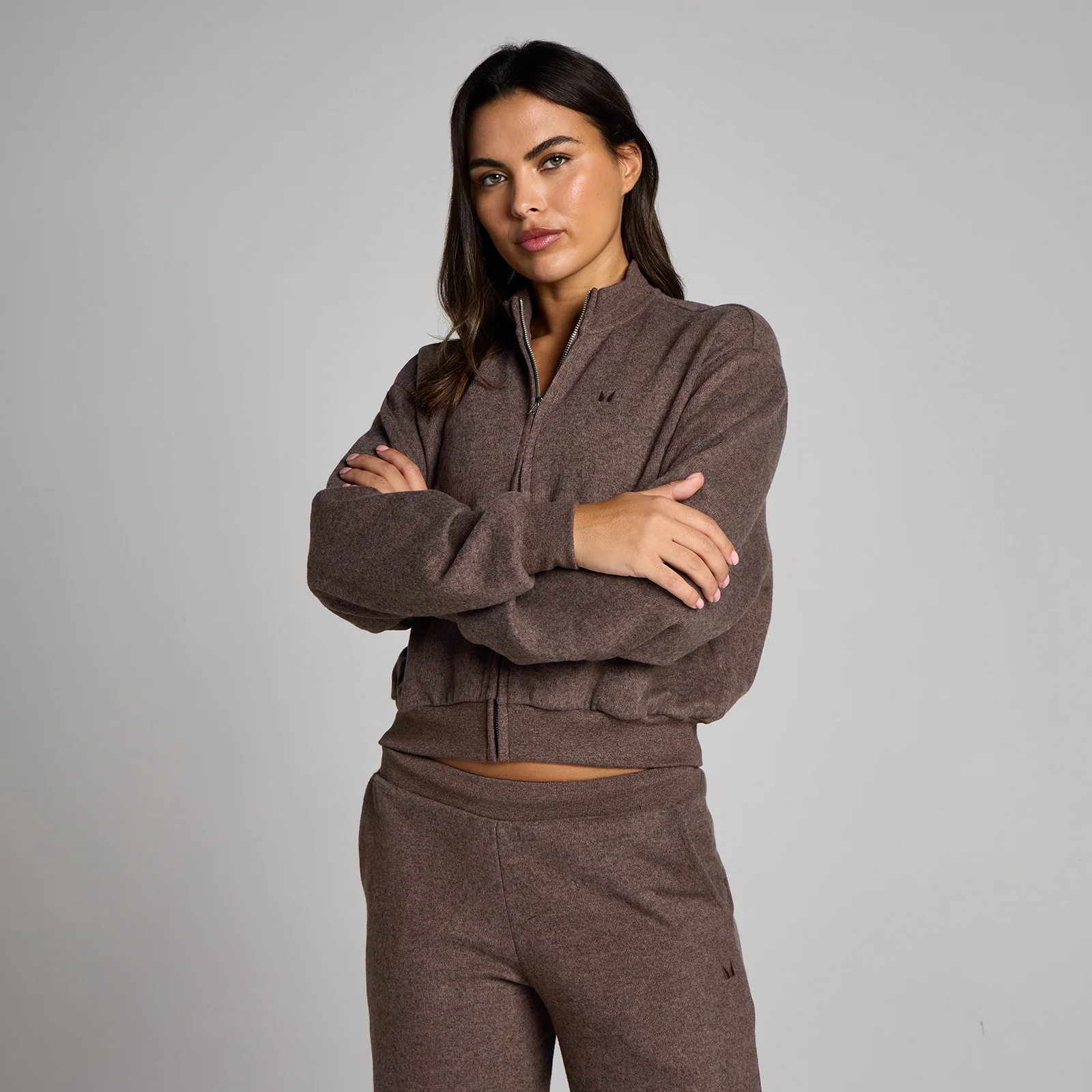 MP Women's Soft Touch Zip Through Bomber Jacket - Cocoa Marl - XS Bilde 1