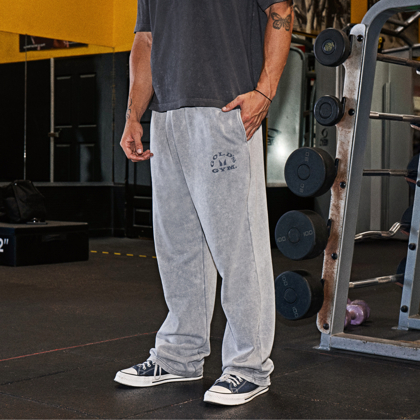 MP X Gold's Men's Washed Graphic Oversized Joggers - Steel Blue - L Bilde 1