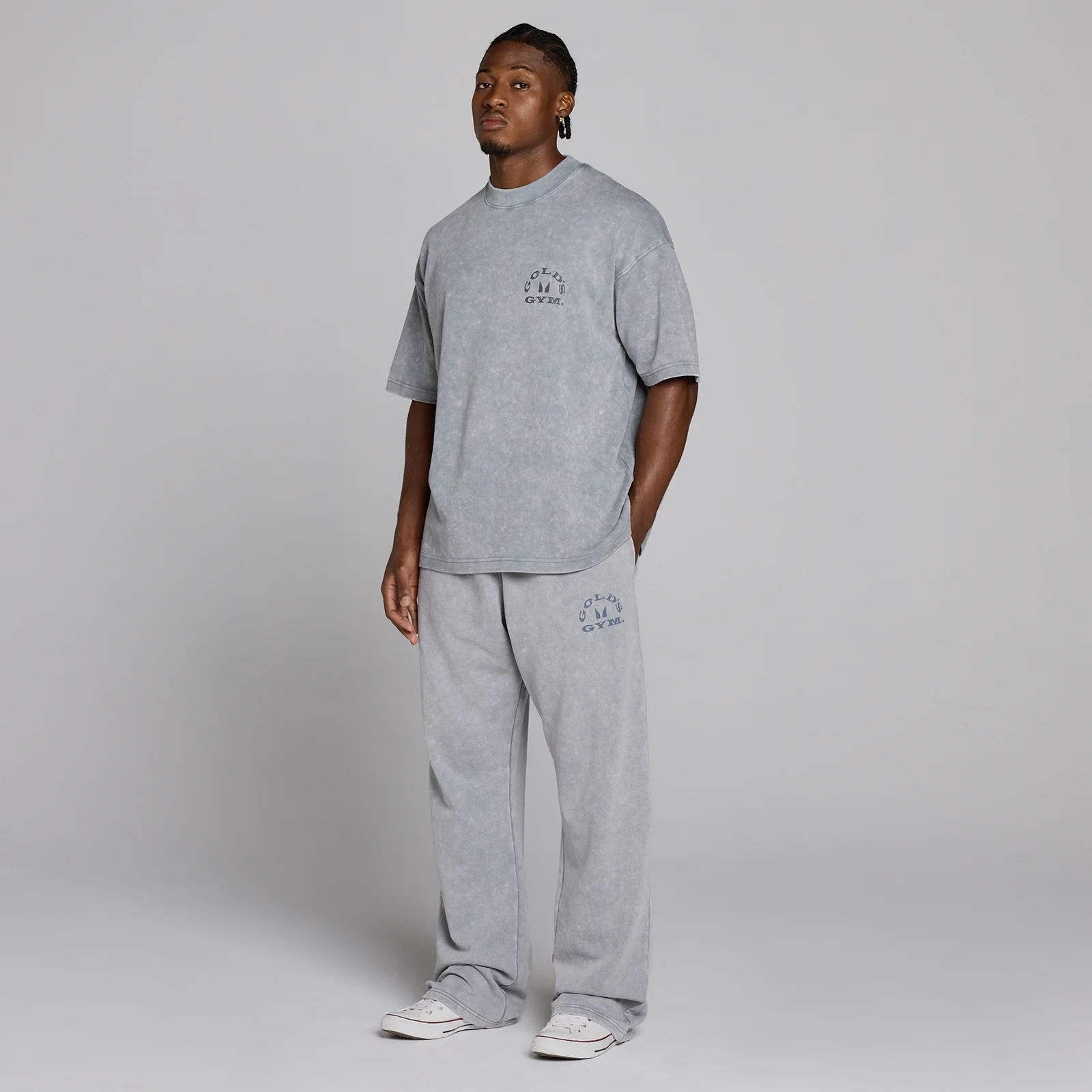 MP X Gold's Men's Washed Graphic Oversized Joggers - Steel Blue - L Bilde 5
