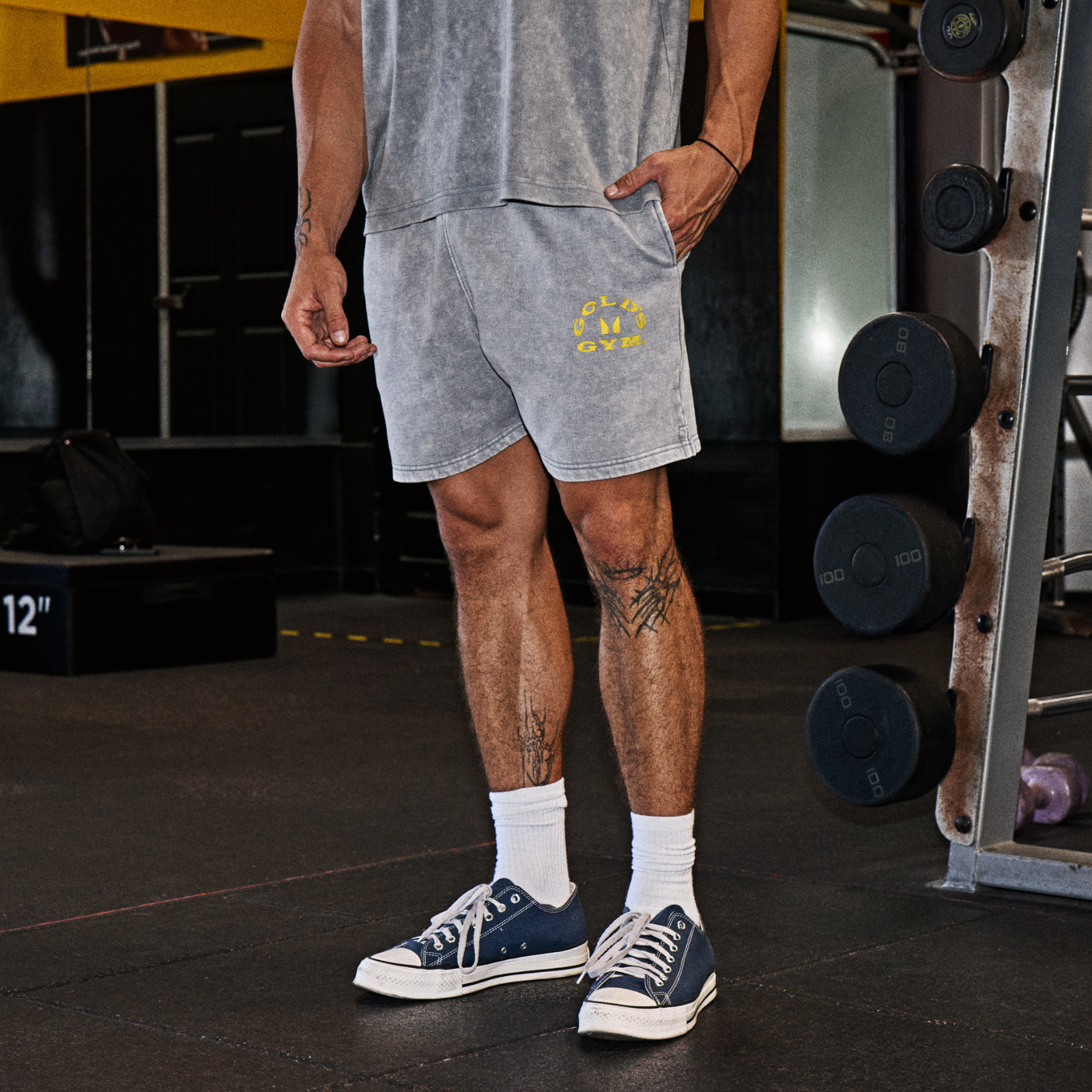 MP X Gold's Men's Washed Graphic Oversized Sweat Shorts - Steel Blue - XS Bilde 1